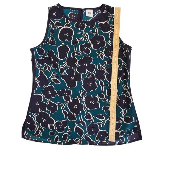 Cabi Floral Teal and Purple Sleeveless Blouse Women's Size S Career Shell - Picture 6 of 11